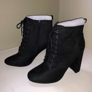 Black lace up 4" healed booties